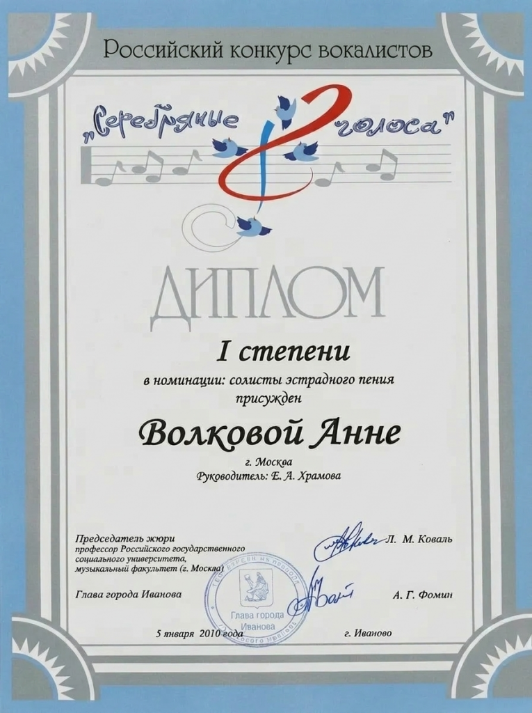 Диплом Анны Волковой
